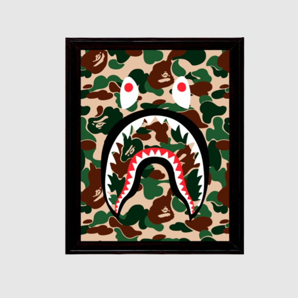 A BATHING APE BAPE GREEN SHARK CAMO 11x17 PRINT